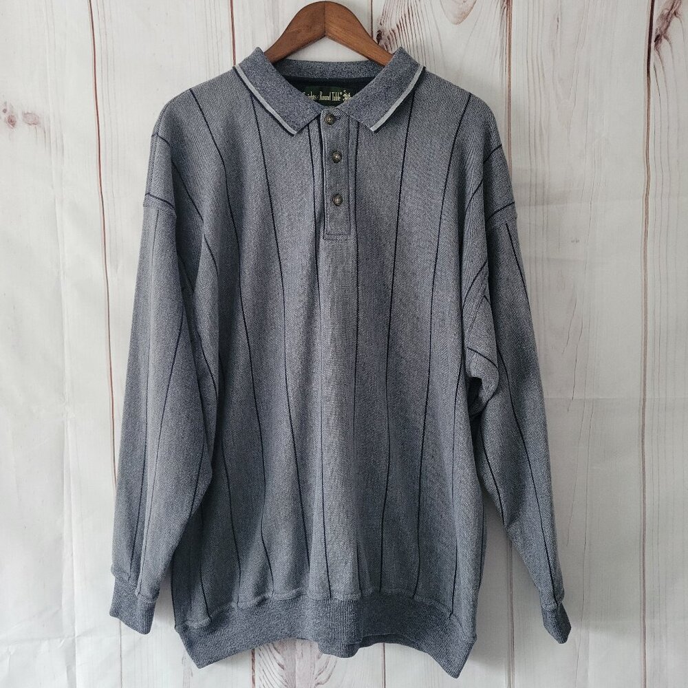 Vintage 90s Knights of the Round Table Striped Long Sleeve Polo Shirt 3 Button